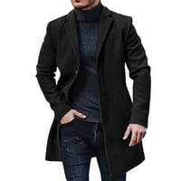 Baocc Men's Wool Blend Coat Men плюс размер зимно палто ревера яка с дълъг ръкав подплатено кожено яке винтидж сгъстяващо палто овча кожа яке зимни палта черно