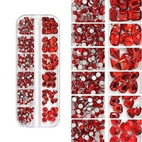 Bo плоски гръб червен и кларит червени риенстони за занаяти за нокти с молив за пикап, комплект червени нокти за нокти скъпоценни камъни и кристали стъкло плот за изкривяване червени скъпоценни камъни диаманти