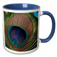 3Drose Beautify Peacock Teather-Birds- Две тонална синя халба, 11-унция
