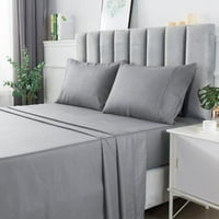 Lu Decor Collection Microfiber Bed Leets Set - Хотел Качествен дълбок джобни листове за спално бельо, сив