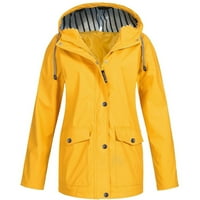 Gathrrgyp Зимни палта за жени плюс размер, женски солиден дъждовен яке на открито плюс размер водоустойчив качул с качулка