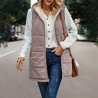 Не пропускайте Himiway дамско палто женски есента и зимата ежедневно модно солидно цветно яке с качулка розово m