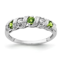 Солиден 14k бяло злато перидот зелен август Gemstone Diamond годежен пръстен размер