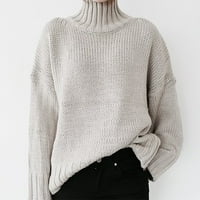 Жени пуловер зимни жени дълги ръкав сглобяване на врата, поддържайте топли пуловерни върхове