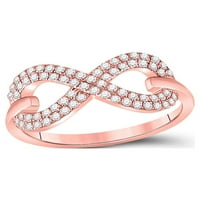 10kt розово злато дамски кръг диамант моден безкраен пръстен cttw