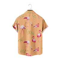 Мъжки къс ръкав Aloha Beach Flamingo риза с тънка полиестерна риза и горни релаксирани блузи за мъже жени жени