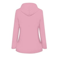 ABSUYY Зимни разходи за жени с цип ветроустойчив водоустойчив с качулки със средна дължина топъл пуловер розов пуловер размер 4XL