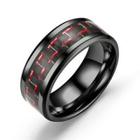 Мода за възрастни Нови трицветни трицветни въглеродни влакна двойка пръстен от титаниев стоманен пръстен за пръстени червено
