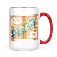 Необръщайте поздрави от Саранск, винтидж подарък за чаша за пощенски картички за любители на чай за кафе