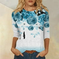 Ризи за ръкави за разпалване на жени, женски сладък принт тройник небрежен свободен лек пуловер блуза с големи суичъри