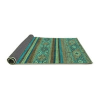 Ahgly Company Indoor Round Abstract Turquoise Blue Modern Area Rugs, 6 'Round