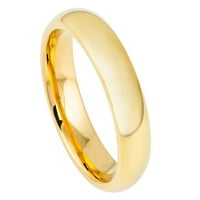Планиран от злато-тон волфрамов високо полиран класически купонен пръстен с размер 10.5