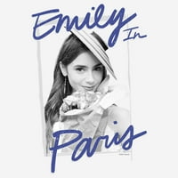 Женски Емили в Париж Черно -бяла рамка за фото графичен тройник бял портрет голям
