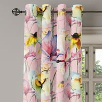 Цветни цветя Громме завеса, акварелни невинни диви поляни цветя на пастелния фон, 2-панелни заведения за прозорец за декор за спална хола, 50 x60