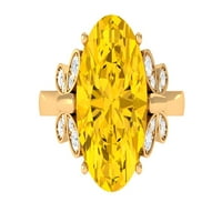 SAPHIRE RING SOLITAIRE с Moissanite, 14K Yellow Gold, US 12.00