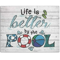 Животът е по -добър от басейна - безкрайна арт печат - Страхотна плажна къща бар курорт декор басейн