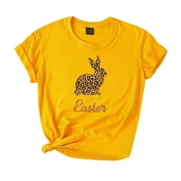 Тениски на Forestyashe за жени ежедневни върхове Великденски зайче печат с къс ръкав кръгла врата Новост графична тениска отгоре