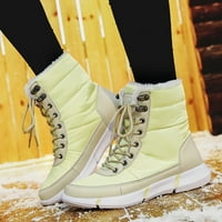 Ботуши за жени дамски зимни топли снежни ботуши водоустойчиви и неплъзгащи се руно дантела памучни обувки снежни ботуши бяло
