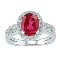 10k бяло златен овал създаден Ruby Solitaire Ring Cttw
