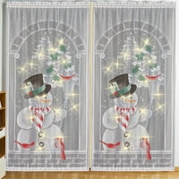 Yipa Цветна панел Коледни завеси Луксозна спалня с LED лека дантела декорация на снежен човек хол завеси