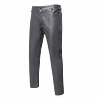 Uorcsa Gym Solid Color Fashion Long Leather Slim Outdoor Retro Mens Pants Blue
