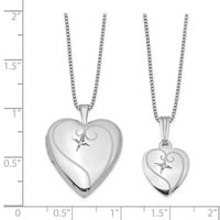 Стерлинг сребърен диамантен сърдечен медальон верига колие висулка комплект чар фини бижута за жени подаръци за нея