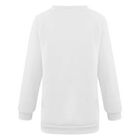 Apepal женско облекло есен зимен кръгла шия дълъг ръкав голям хлабав плътно удебелен пуловер Топ бял L