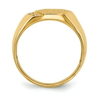 14k жълто злато 11.5x отворен заден диамант мъжки гравируеми монограми Симограма на пръстена Размер 11