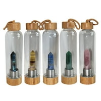 Biplut естествен кристален колонен Gemstone Energy Healing Glass Water Bottle Cup Drinkwate