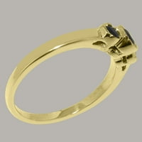 Британците направиха 14K жълто злато естествено сапфирен женски пръстен - Опции за размер - размер 11.5