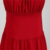 Wendunide летни рокли за жени жени лятна квадратна шия късо ръкав ретро 50s 60s винтидж парти суинг рокля червен l