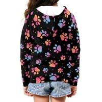 Suhoaziia Zip Up Hoodies за тийнейджър с дизайни размер 6- цветна риза за принт на кучешка лапа есен дълъг ръкав на открито дейности момчета яке с джоб