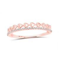 10kt розово злато дамски кръгла диамантена лента за сърце пръстен cttw