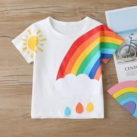 Бебешки бебета Момчета Момичета дъгова печат Летни върхове Тениски за 1- години