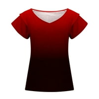 Летни върхове за жени с къси ръкави върхове блузи редовни тениски тениски пуловер върхове тениски върхове градиентни тениски v върхове на шията ежедневни блузи те?