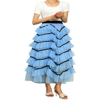 Coduop жени contra color tiered lastery mesh Ballet prom party tulle tutu a-line фурни поли