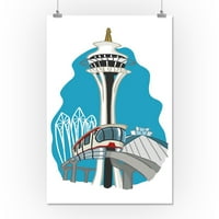 Сиатъл, Вашингтон - Космическа игла - Икона на анимационни филми - Само изображение - Прес на фенер