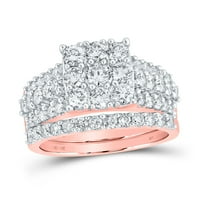 Женски солиден 10kt розово злато кръг диамантен булчински сватбен пръстен комплект cttw пръстен размер 6.5