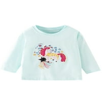 Niuer Toddler Loose Long Longeve Tops Момичета сладък блуза Екипаж Пътят пътешествие Карикатури за карикатура Небрежно пуловер