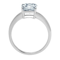 2. CT Brilliant Asscher Cut Clear Simulated Diamond 18K White Gold Politaire Ring SZ 8.75