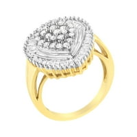 10k жълто злато 1ct TDW диамантен байпас клъстер пръстен