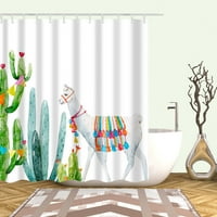 Тропически зелено растение листо палмово кактус душ завеси за баня висящи завеси водоустойчив полиестер декор за баня с куки