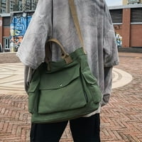 Платна чанта с джобове за жени crossbody чанта платно рамо чанта работа тотална чанта с чанта за мъже за мъже