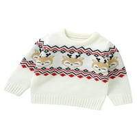 Бебе момиче момче коледни тоалети есен зимни дрехи дълъг ръкав пуловери от елен печат плетен пуловер върхове подарък подарък