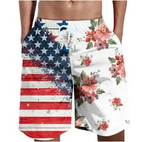 Мъжки ден на независимостта на американския флаг плаж къси панталони Графичен печат Дръпка за свободно време за спорт Удобни къси шорти Диня с червен размер xxxxxxl