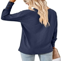 Luxplum дамски тениска швейцарски точки тениска v върхове на шията разхлабена туника блуза работа тийнейф синьо s