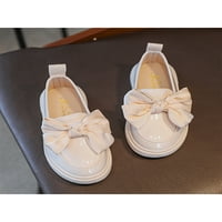 Colisha Girl Loafers Bow Flats Slip on Ressing Shoes Kids Non-Slip Небрежни обувки кръг пръст Принцеса Лофер Бежов 10.5Toddlers