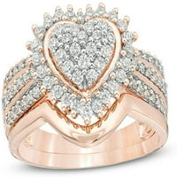Годеж любовни пръстени сватбени групи модни жени кубичен циркония инкрустиран сърдечен пръстен пръстен сватбена парти бижута подарък golden5