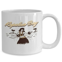 Винтидж kapalua bay hawaii surfer hula момиче палми плаж бял подарък кафе чаша