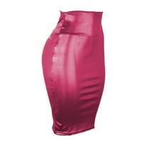 Ханас пола фау кожена пола с молив отдолу пола с дължина на коляното Миди пола за дамски червена m